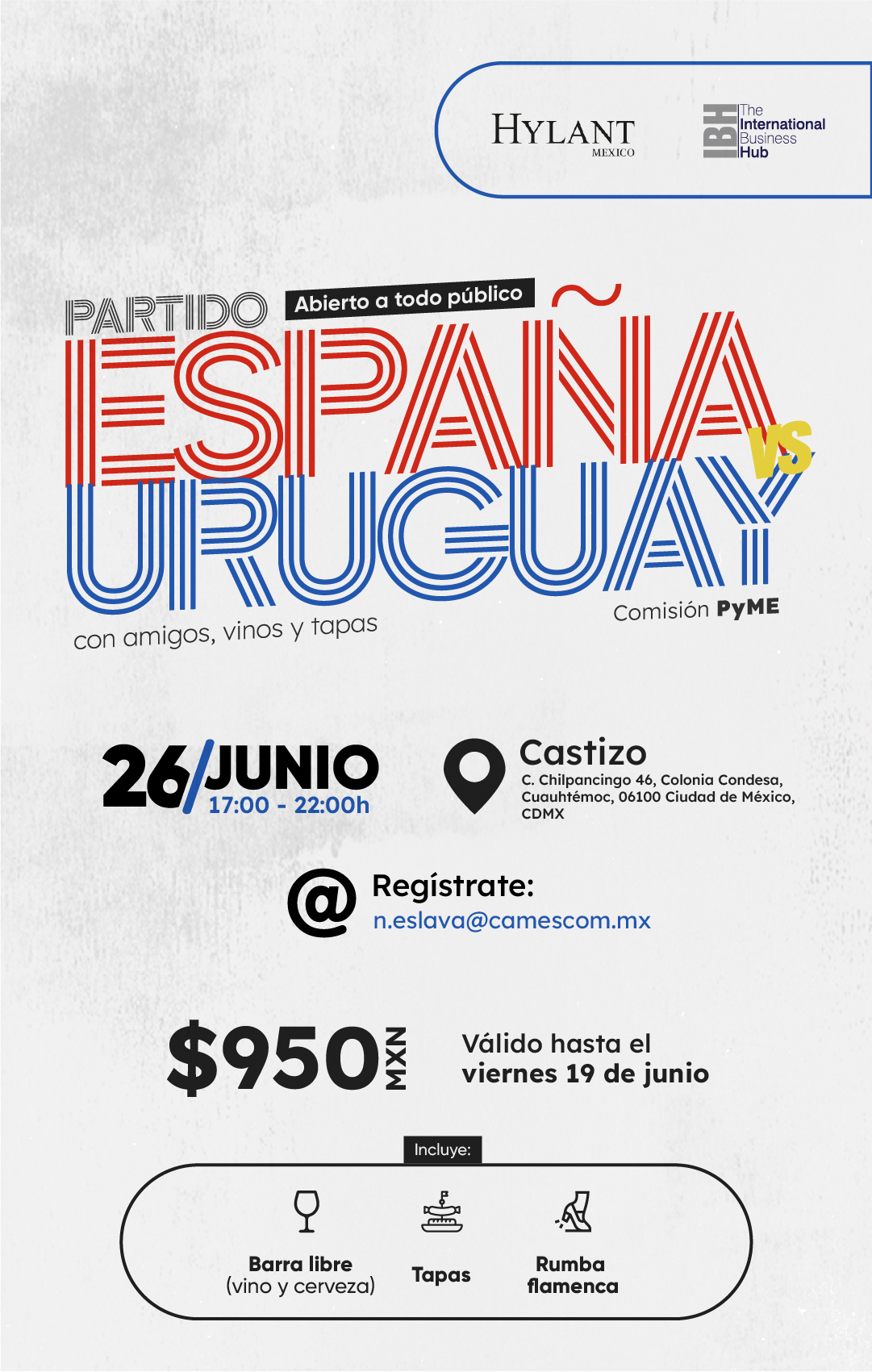 Partido España - Uruguay con amigos, vinos y tapas